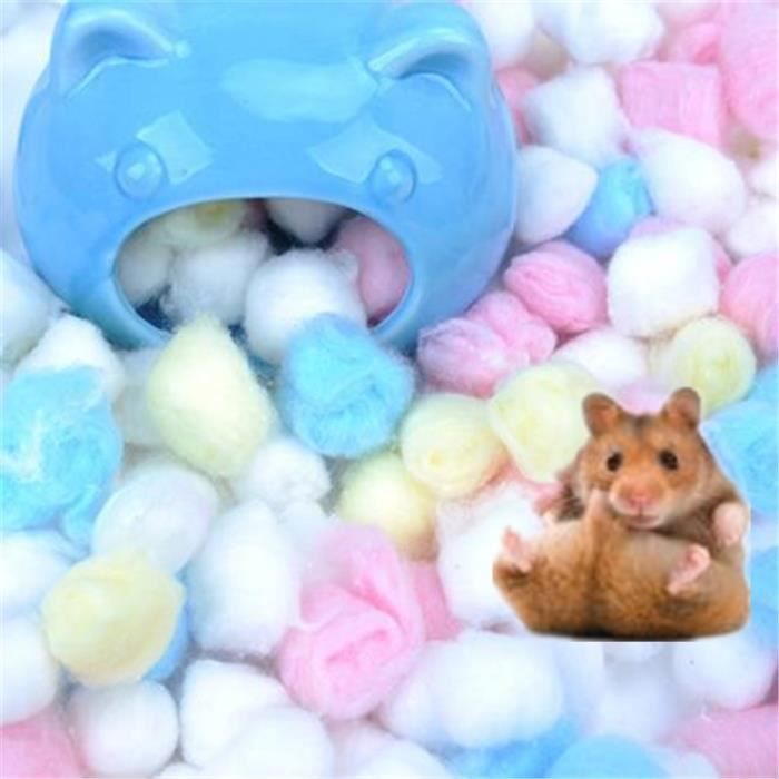 Jouet,Couleur coton naturel Hamster fournitures hiver chaud longue agrafe  coton froid boule de coton mignon Hamster Cage #D - Cdiscount