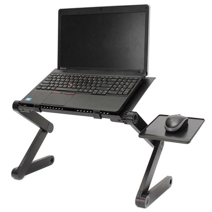 Support PC Table Ordinateur Tablette Lit Pliable Laptop Portable 360 °  Réglable Aluminium Noir - Cdiscount Informatique