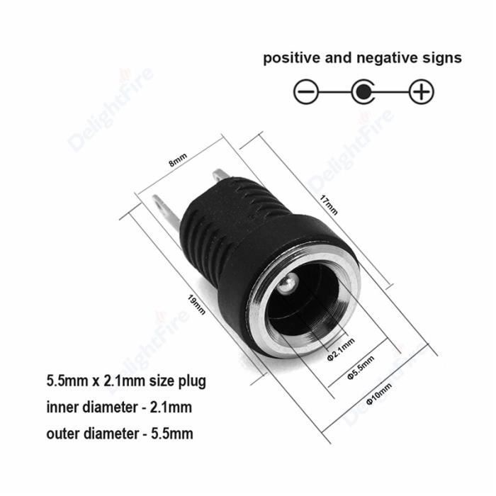 Connecteurs DC Prise Femelle 2.1 X 5.5 Mm - Lot De 20 Avec Capuchons Antipoussière, Pour Montage Sur Panneau, 30V 10A - 9