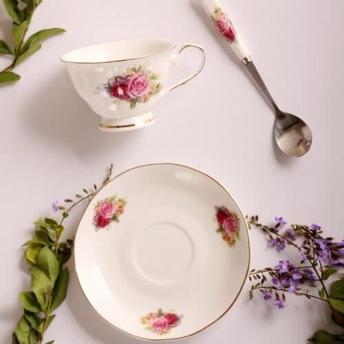 Ensemble Tasse Et Soucoupe YBK Tech Os De Chine - Modèle Camélia 200ml Élégant