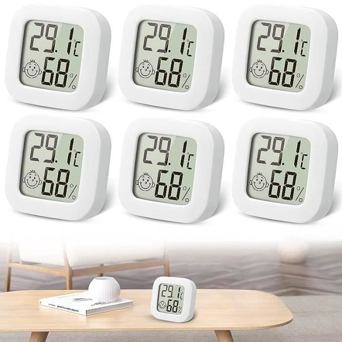 6 Pièces Mini Thermomètre Hygromètre Intérieur, Haute Précision Digital Thermomètre pour Chambre Bébé, Buanderie,