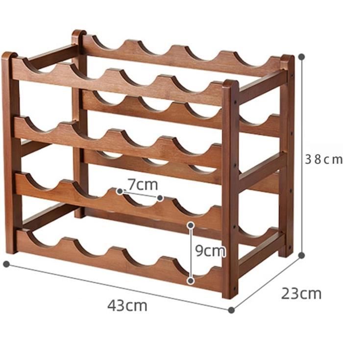 IBUYKE Casier à Vin En Bois Et Métal Vintage – Étagère Empilable 3 Niveaux Pour 12 Bouteilles – Style Industriel Élégant Noir
