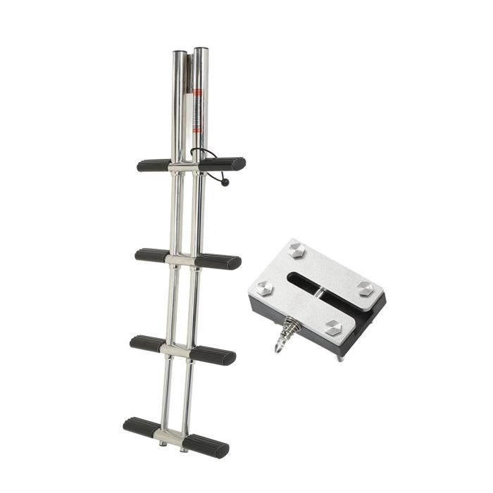Échelle De Bain Télescopique 4 Marches En Acier Inoxydable – Pliable, Antidérapante, Charge 150 Kg, Pour Bateau, Piscine, Quai
