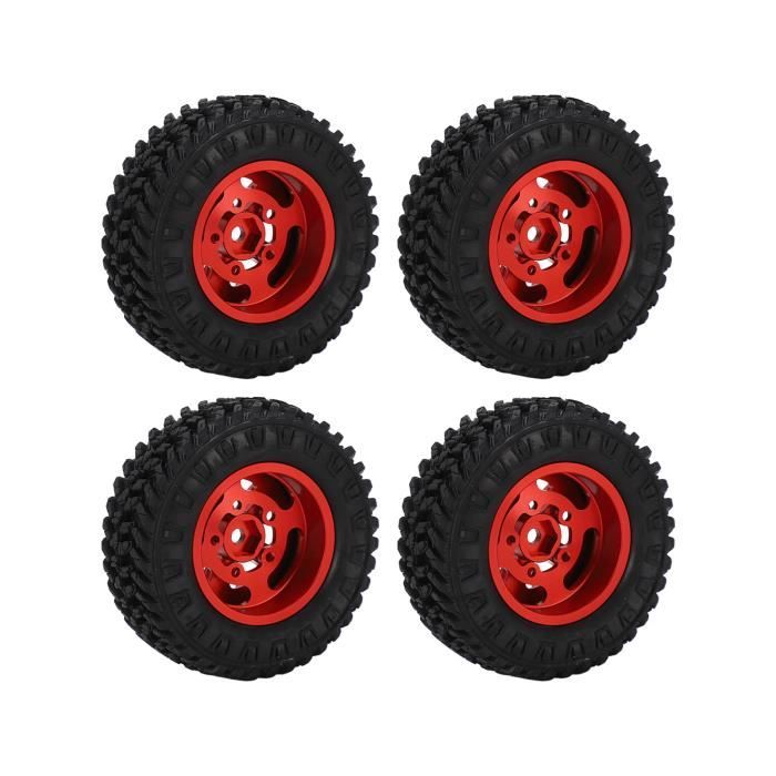 4 Pneus Et Roues RC 1/14 – Caoutchouc Noir – Compatible WLTOYS 144001, 124016 – Adhérence Renforcée – Faciles à Monter