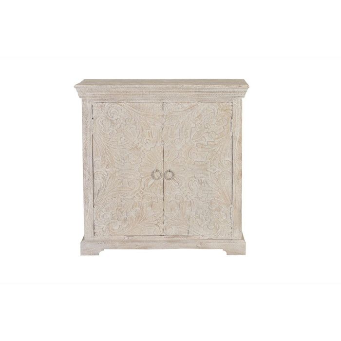Commode - Giner y Colomer - 2 Portes - Bois de Manguier Massif - Finition Blanchie Commode - Giner y Colomer - 2 Portes - Bois de Manguier Massif - Finition Blanchie