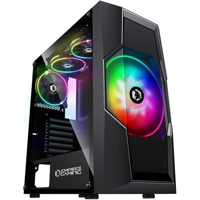 Empire Gaming Onyx Boitier Pc Gamer Argb Moyenne Tour Atx Micro Atx 4 Ventilateurs Led Rgb Adressables 1 X200mm Et 3 X120mm Cdiscount Informatique