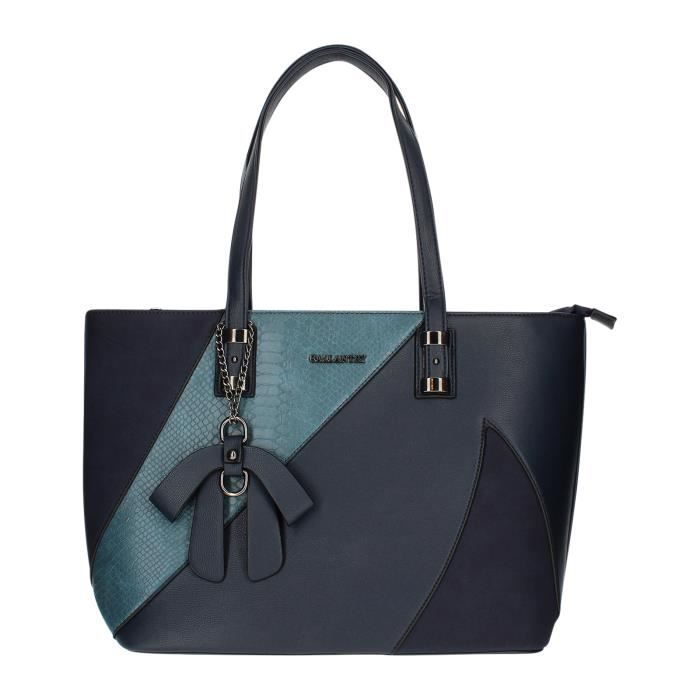 Sac cabas avec imprim serpent et su dine Gallantry Paris Bleu