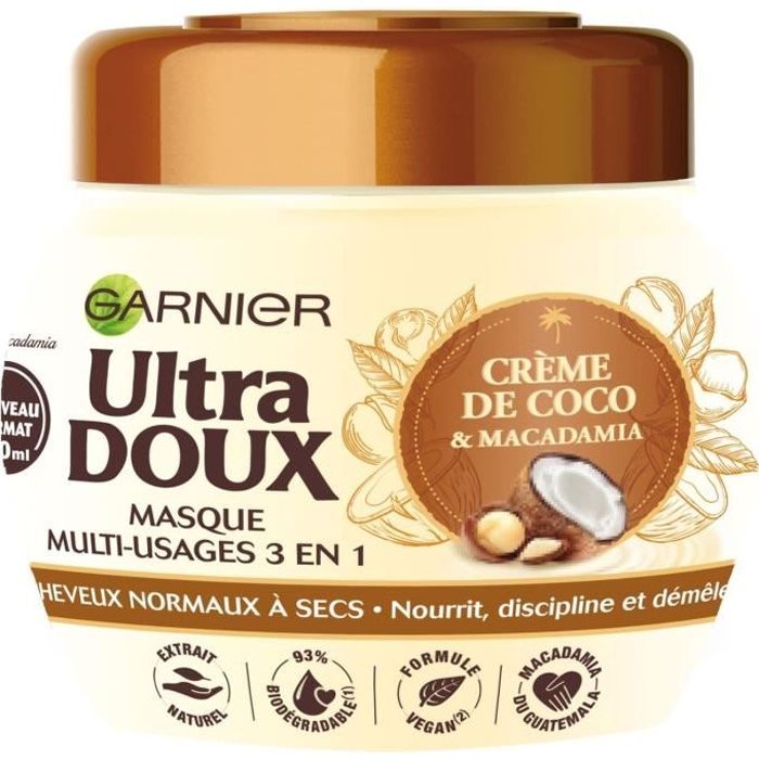 GARNIER Ultra Doux Masque MultiUsages Lait de Coco Macadamia 320