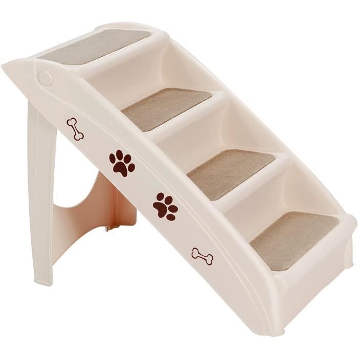 Comparer les prix de GOPLUS Escalier Pliable pour Chien/Chat en 4 Marches Feutre Confortable Charge 60KG 64 x 39 x 49 cm Beige