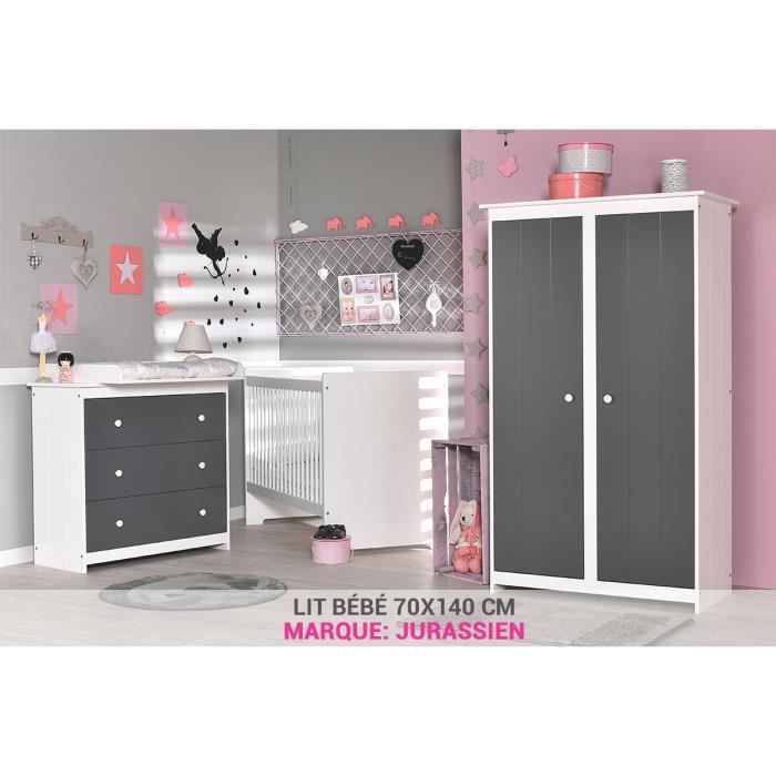 Chambre Bebe Gris Fonce Avec Lit 70x140 Cdiscount Puericulture Eveil Bebe