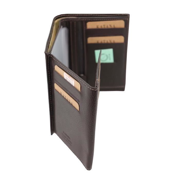 KATANA Portefeuille en cuir grainé taille moyenne à volets réf