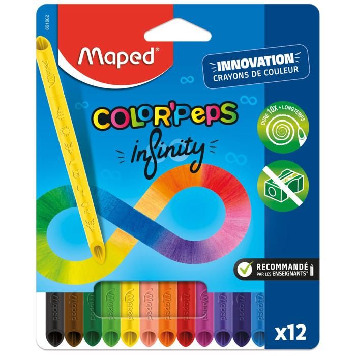 Maped 12 Crayons de Couleur Color'Peps Infinity Crayons Innovants