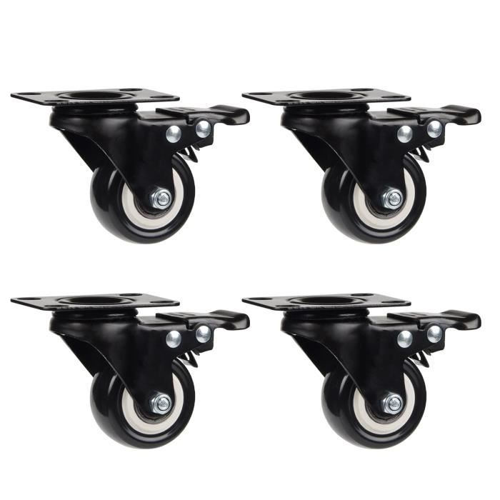 Roulettes Pour Meubles Lourds 1000KG - Rotation 360° Avec Poignée Cliquet - 4 Roulettes Nivellement