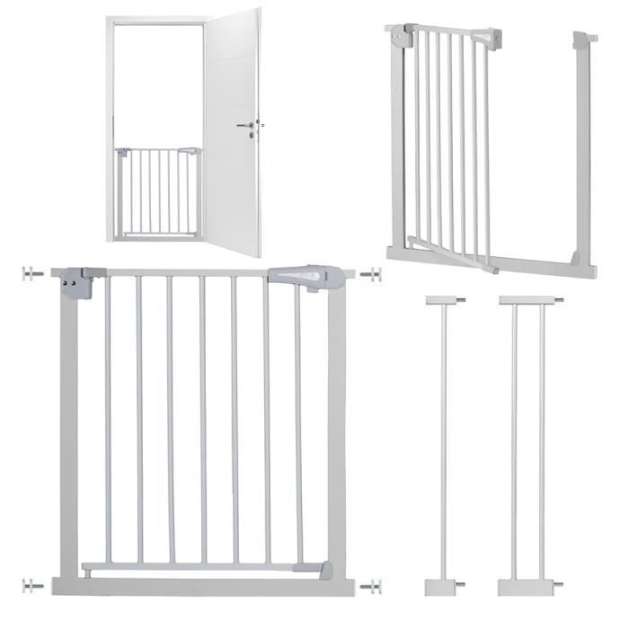 MoMi Barrière de Sécurité Paxi Bébé Barrière Escalier Enfant Gris