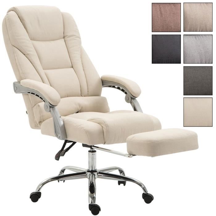 Fauteuil de bureau ergonomique Pacific - CLP - Tissu - Crème - Pied en Métal - Grande taille - Confortable