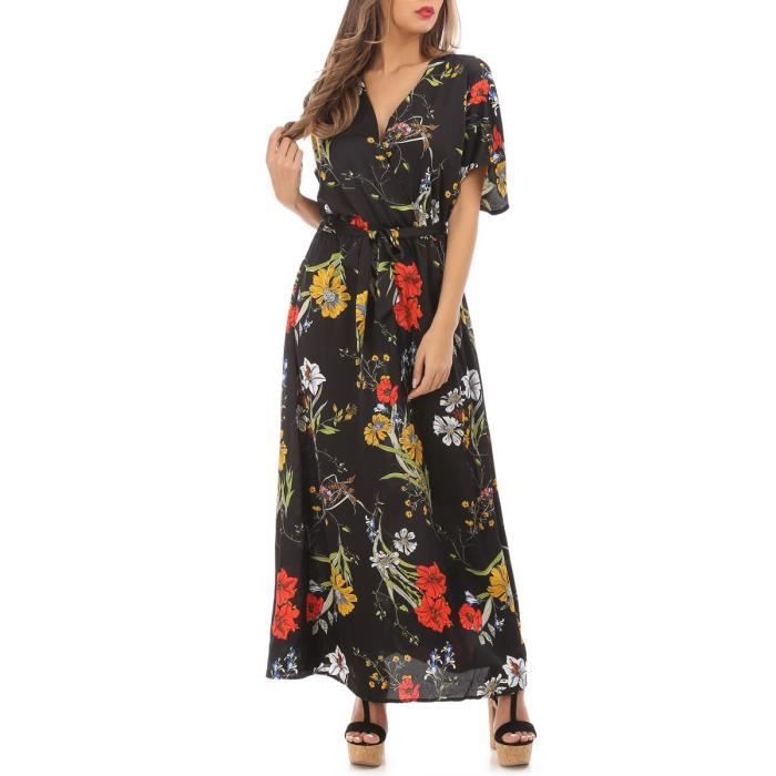 robe fleuri noir