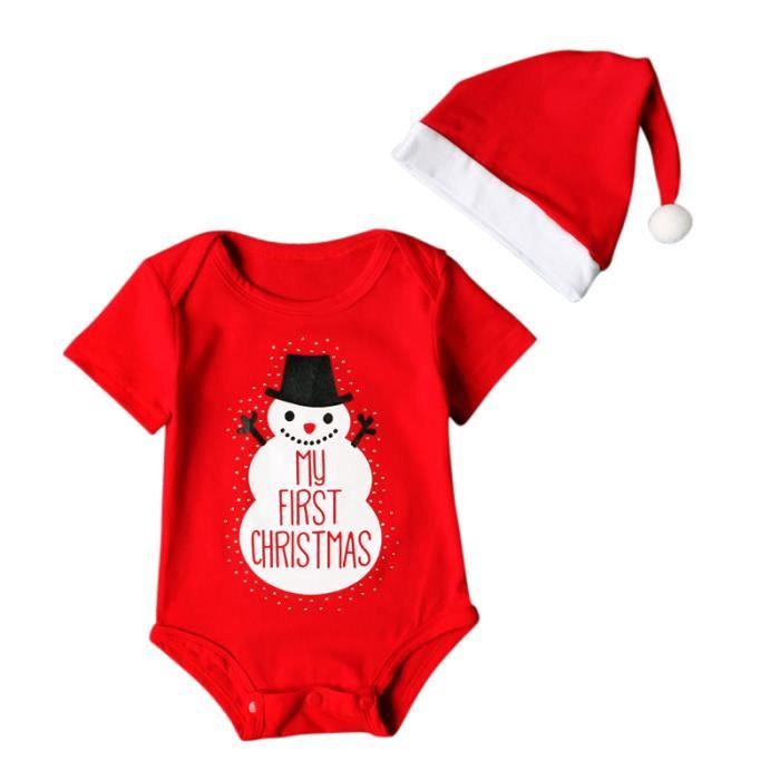Combinaison Courte Manche Courte Body Noel Bonhomme De Neige Avec Bonnet Rouge Pour Unisexe Bebe Garcon Fille Rouge Cdiscount Pret A Porter
