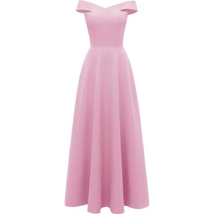 Robe longue soirée ajustée épaules dénudées manches longues