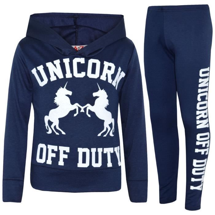 Ensemble T-shirt Court Et Legging Unicorn Off Duty Imprimé Pour Filles 7-13 ans