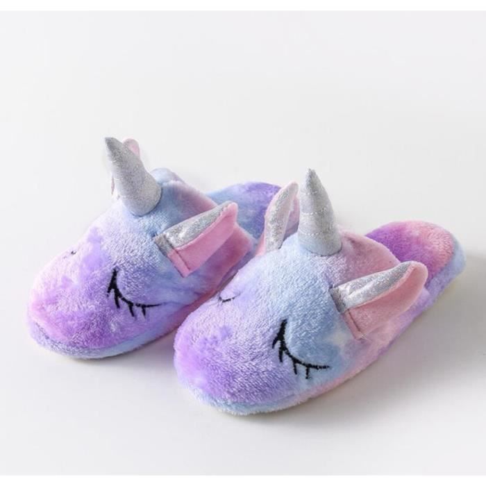 Chaussons Licorne Arc-en-ciel pour Filles en Hiver ECELEN