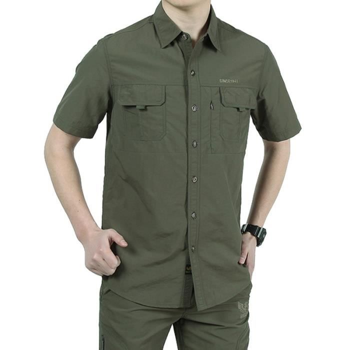 Lot de 3 T-Shirts Militaires à Manches Courtes pour Hommes - Vert Lot de 3 T-Shirts Militaires à Manches Courtes pour Hommes - Vert