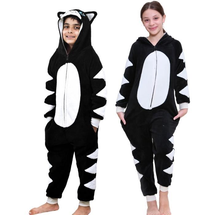 Enfants Filles Garçons Animal Onesie Super Doux Costume Pyjama Ensemble Âge  2-13 Ans Cat noir - Cdiscount Prêt-à-Porter