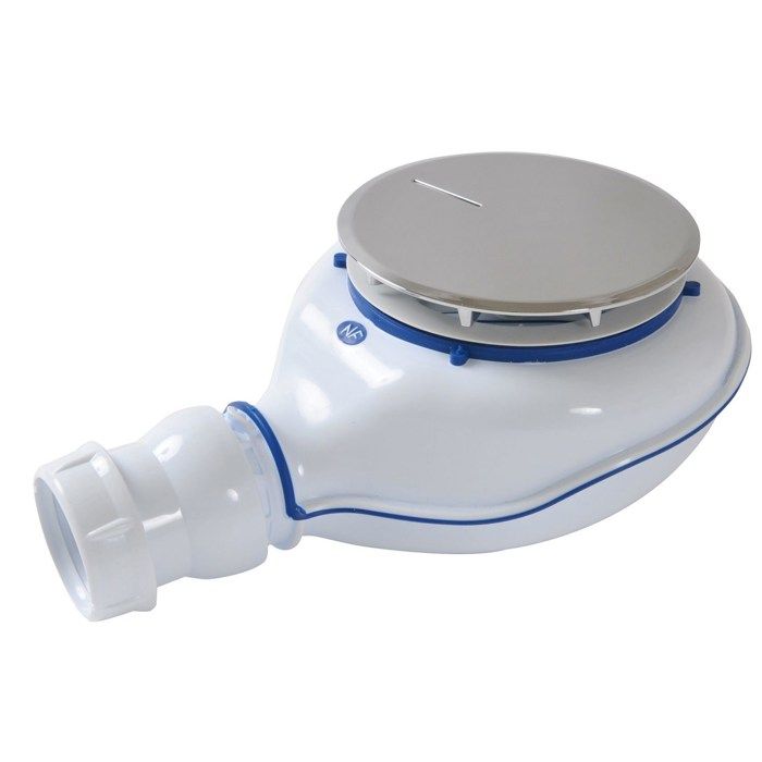 Bonde siphoïde pour receveur de douche Turboflow 2 (Diamètre 90 mm) - avec capot en métal chromé