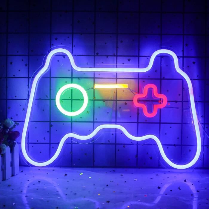 Lampe LED Néon Manette De Jeu Multicolore - Décoration Gamer - 41 Cm - Paris Prix
