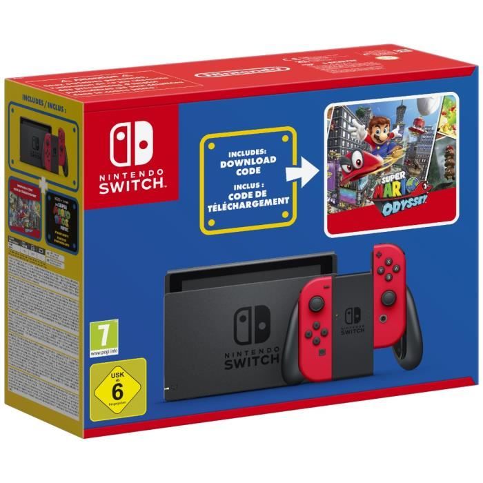 Console Nintendo Switch • Édition Limitée Rouge + Super Mario Odyssey  (Code) + Stickers Super Mario Bros. Le Film - Cdiscount Jeux vidéo