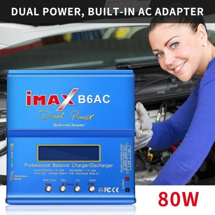 B6 XT60 T et ADAP - Chargeur de batterie pour voiture RC, 80W, Lipo