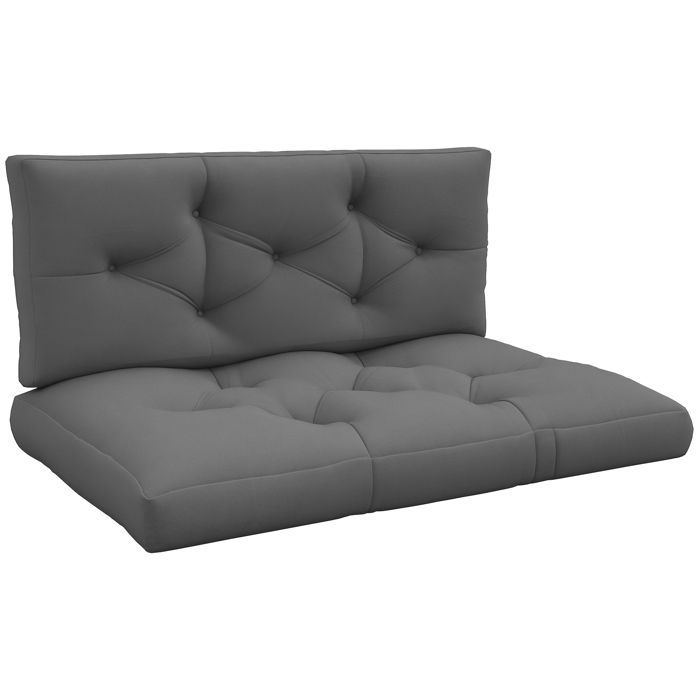 Ensemble de 2 coussins pour canapé palette - Outsunny - 2 places grand confort - polyester - 120x80x12cm - gris