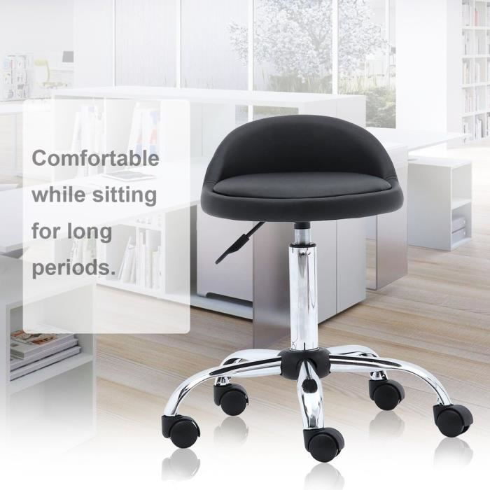 Tabouret De Travail Pivotant à Roulettes, Hauteur Réglable, Simili Cuir Blanc %c3%b8355 X 51 67 Cm