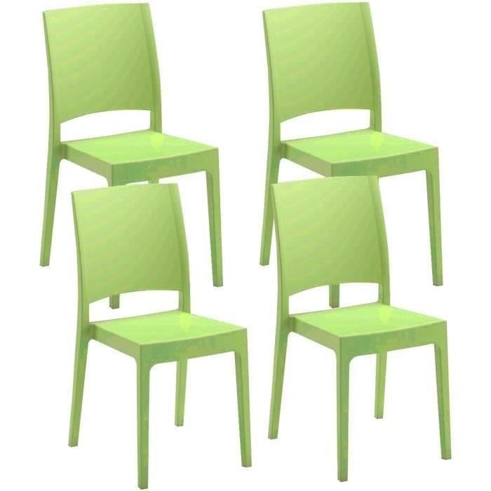 Chaise de jardin FLORA ARETA - Lot de 4 - Vert anis - Résine - Design