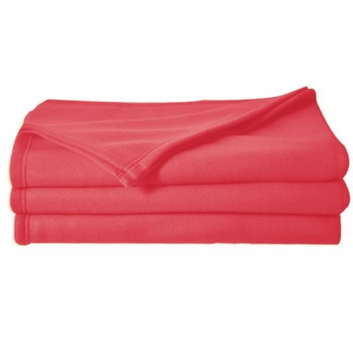 Couverture Polaire Toison dOr - Poleco - 220 x 240 cm - Coloris Fraise