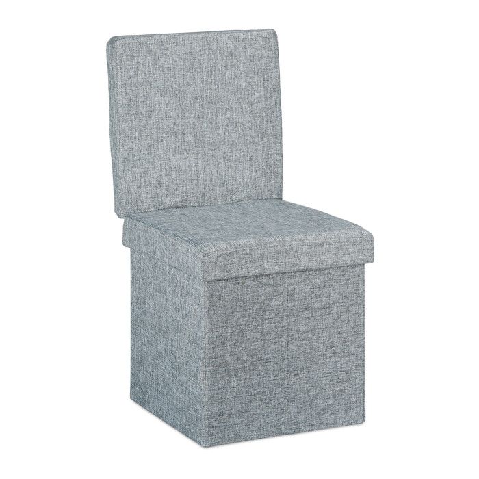 Relaxdays Tabouret de rangement pliant en lin avec appui dos coffre stable pouf de stockage ottoman 73x38x38 cm gris