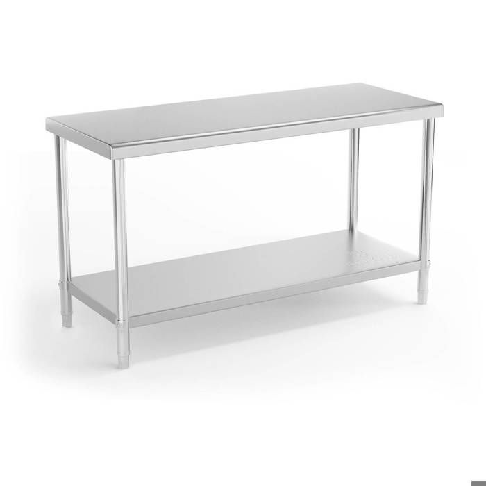 Table Inox Professionnelle Royal Catering 60x60cm - Charge 150kg, 2 Niveaux, Pieds Réglables | Pour Cuisine Pro