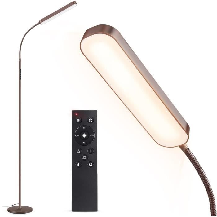 Lampadaire Sur Pied Salon LED 15W – Noir Métal, 3 Couleurs, 5 Intensités, Télécommande, Protection Yeux