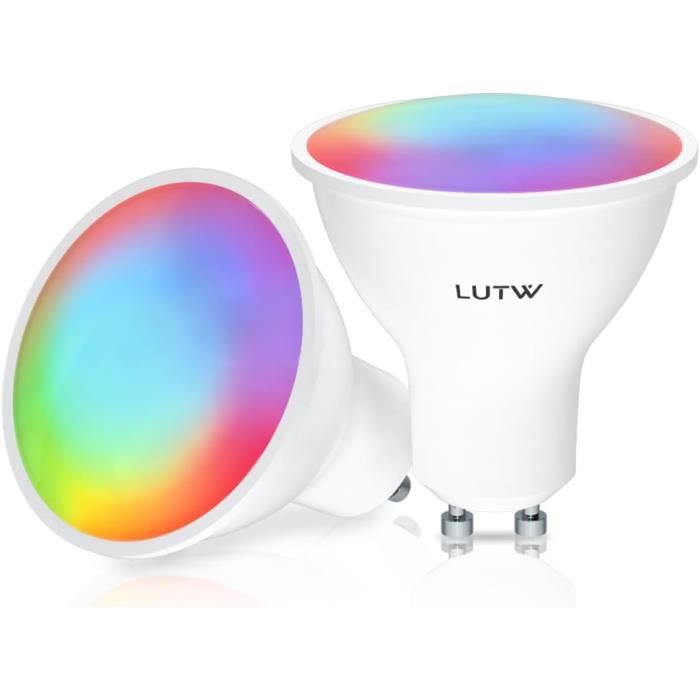 2 Ampoules Connectées WiFi GU10 5W RGB - Compatible Alexa/Google Home - Contrôle App Et Vocal - Aigostar