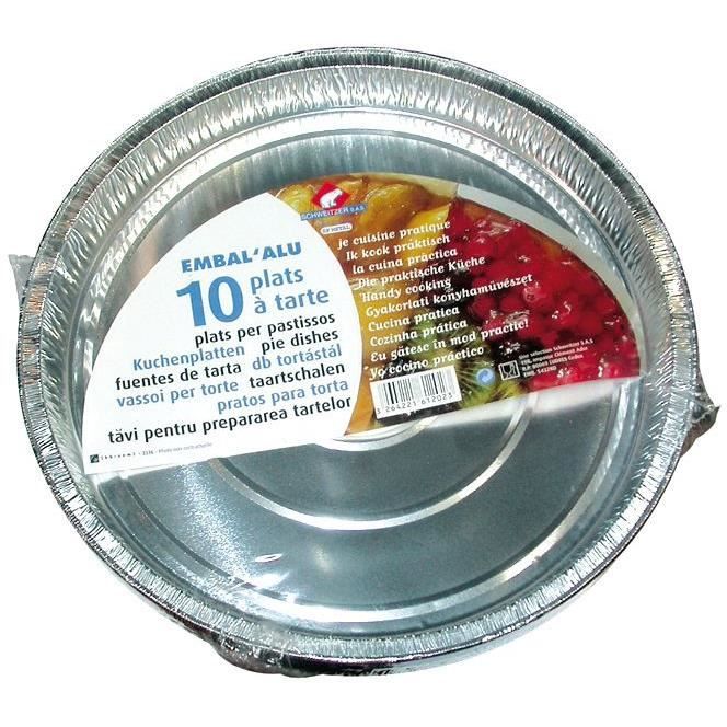Lot de 10 plats à tarte en aluminium - D: 24.7 cm