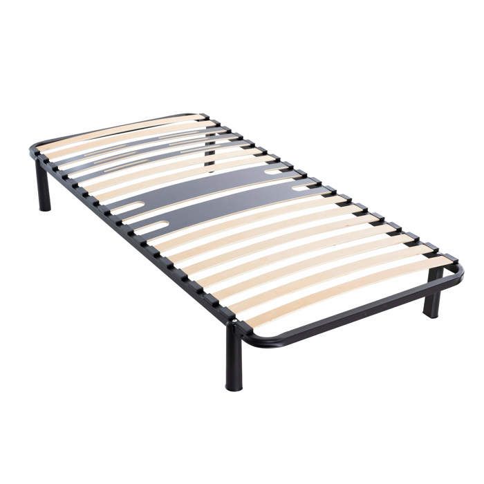 Sommier cadre à lattes métal en kit 5 zones morphologiques pieds inclus - SOMEO 90x190 - Noir - Fabriqué en France - Someo Sommier cadre à lattes métal en kit 5 zones morphologiques pieds inclus - SOMEO 90x190 - Noir - Fabriqué en France - Someo