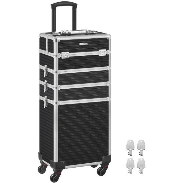 SONGMICS TROLLEY POUR MATERIEL Professionnel 4-en-1, Mallette Cosmétique,  XXL, Verrouillable, roulettes à 360°, Noir JHZ015B01 - Cdiscount Bagagerie  - Maroquinerie