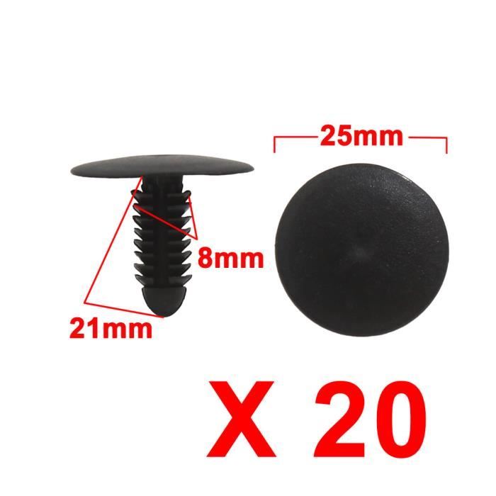 Sourcingmap/® 50 Pi/èces en Plastique Noir Attache-Projection Clips Rivet 8mm x 10mm x 20mm