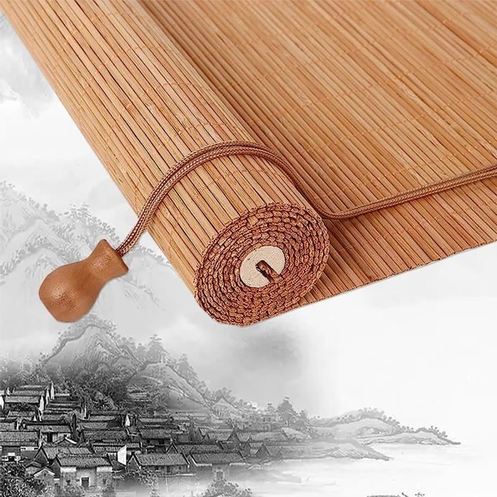 Store Bambou Naturel Zhijiaqian456 - Enrouleur 125x130 Cm Pour Extérieur/Balcon