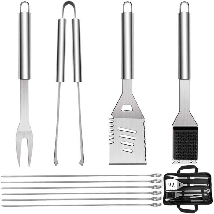 QH 10 Pack BBQ Barbecue Tool Set, Stainless Steel Outdoor Barbecue