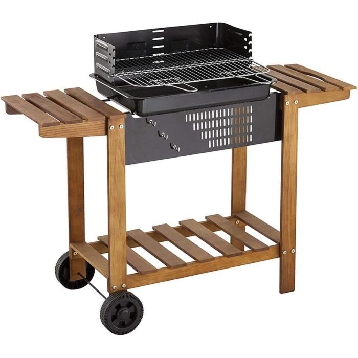 JJA BBQ Neka Azur Holzkohlegrill – 55 Cm, Schwarz, Mit Rollen & Ablage!