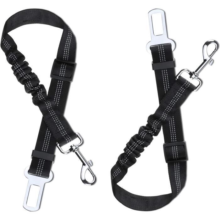 Ceinture De Sécurité Pour Chien Voiture - 2PCS, Longueur Réglable 45-65 Cm, Absorption Des Chocs - Attache 3-en-1