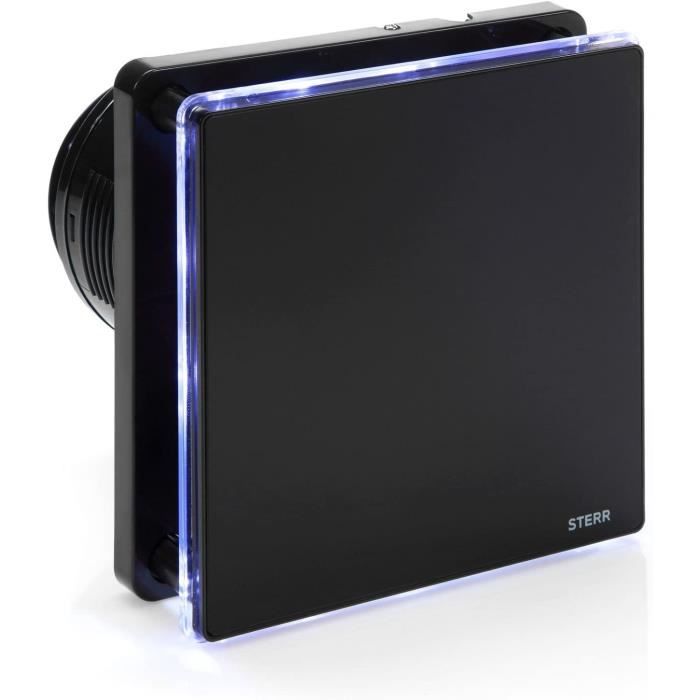 STERR BFS100L-B - 100 mm Extracteur de Salle de Bain, LED, 90 m³/h, Noir