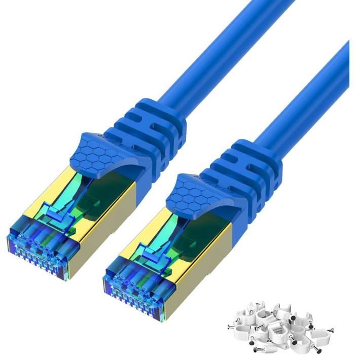 20m Câble Réseau Cat 8.1 40Gbits - Câble Ethernet Cat 8 LANGigabit 40Gbps 20 Mètres - Câble De