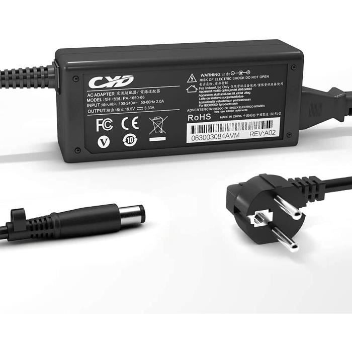Chargeur 65W 18.5V Pour HP COMPAQ Presario CQ61-433SA, CQ56-131SF - Neuf