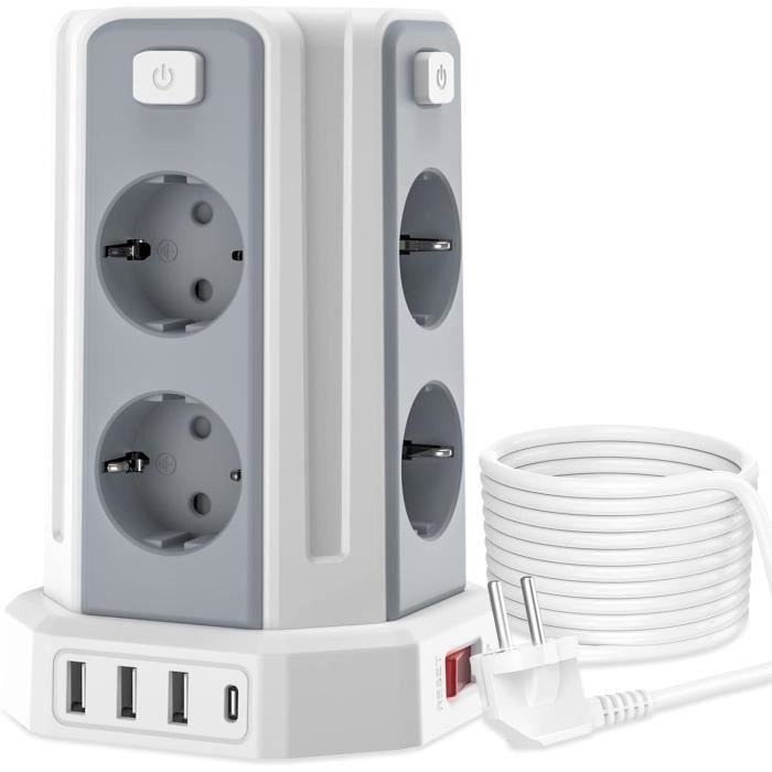 Multiprise Avec Interrupteur, Multiprise Murale Avec 3 Usb A Et 1 Type